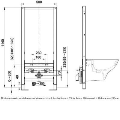 RAK Ecofix Frame for Wall Hung Bidet - 12cm wall thickness